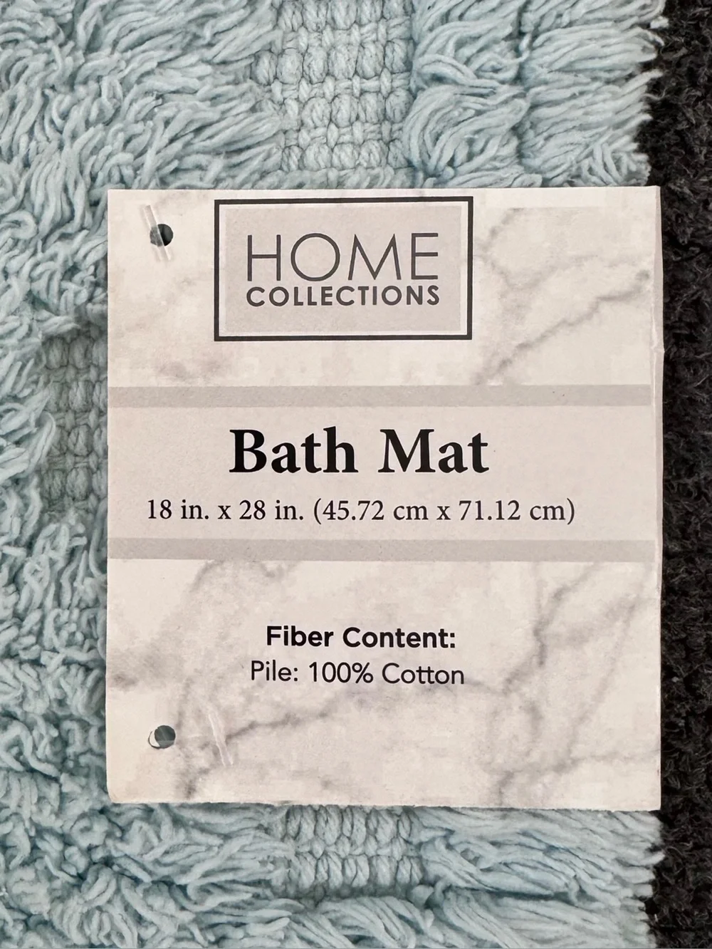 Home Collections Checkered Fringe Bath Mats Cotton Set of Two Aqua Blue 18x28 NW